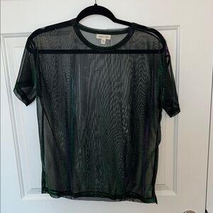 Silence + Noise Sheer green/purple iridescent mesh Tee